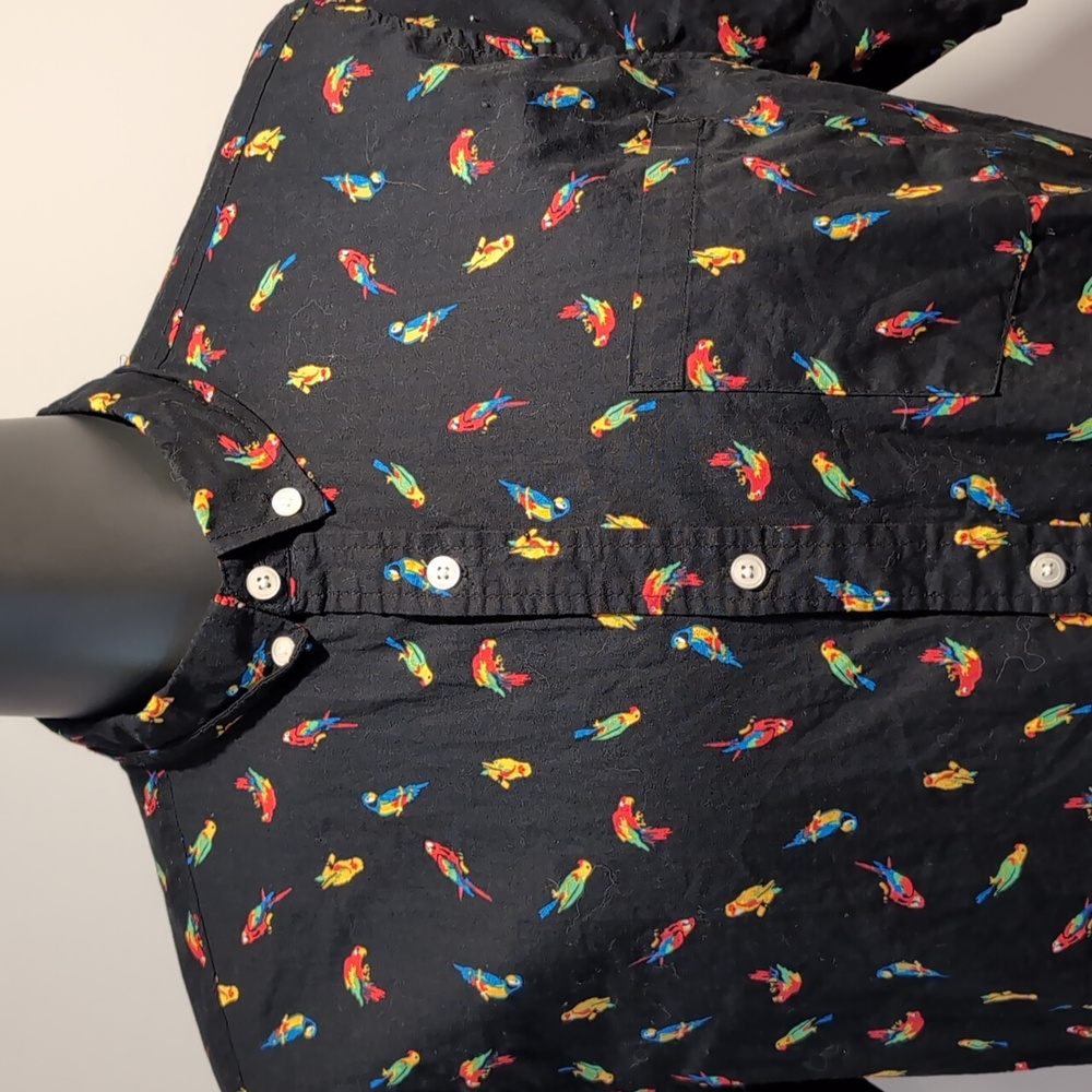 Brooklyn Cloth Parrot Print Button Front Shirt Xl